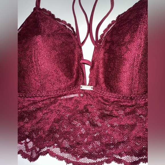 PINK Victoria's Secret Burgundy Red Lace Bralette Medium - Picture 2 of 6